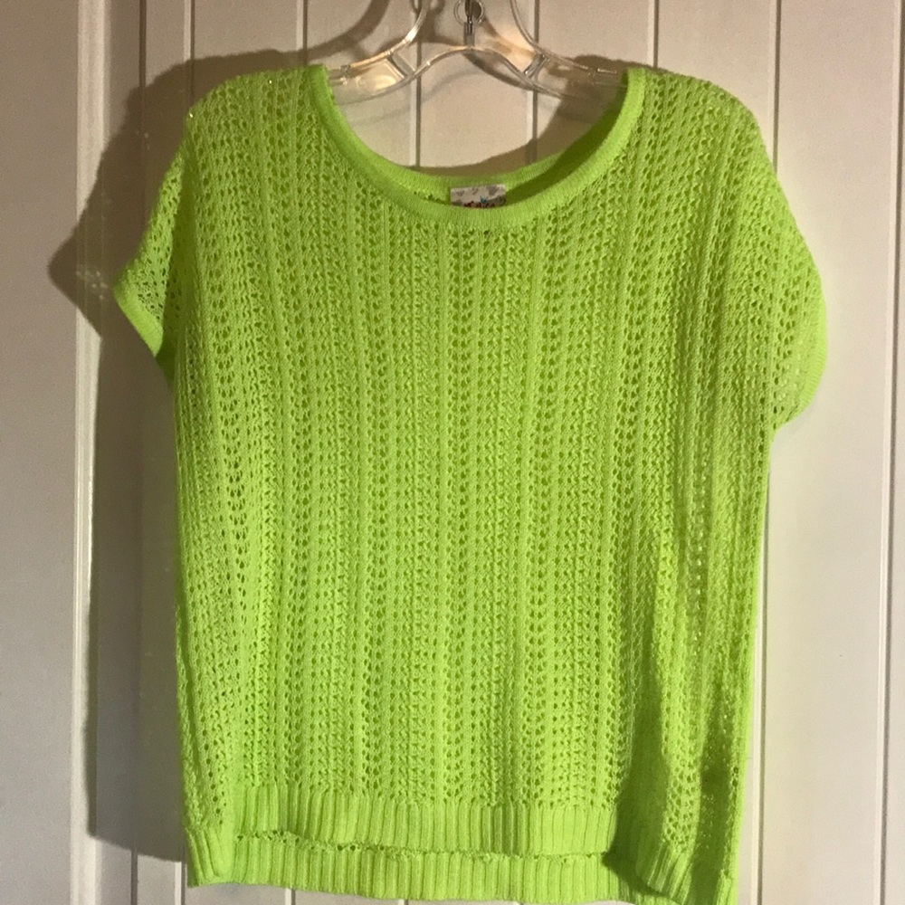 Justice size 10 Neon Green crocheted top